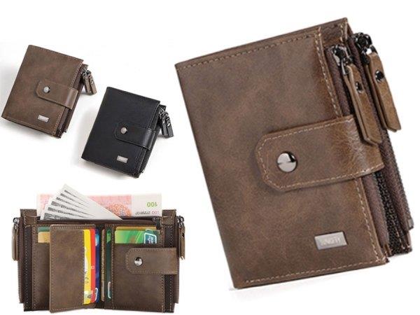 کیف پول و جاکارتی مردانه کوچک سانی ستی SUNICETY S3038 leather thin short men's wallet zipper wallet